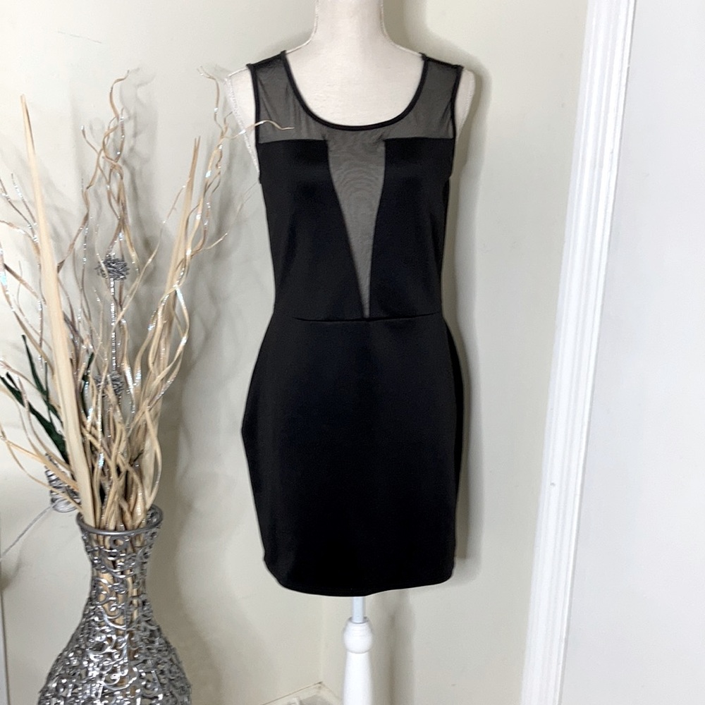 Black and sheer mini dress